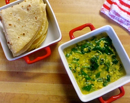 Dal Palak with roti ..