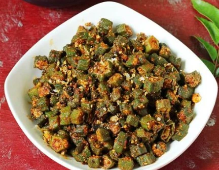 Bhindi fry with roti ..
